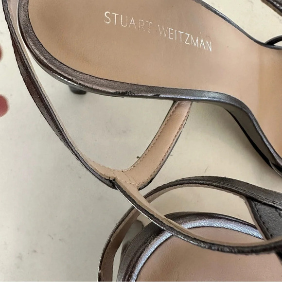 Stuart Weitzman Starla 80 Ankle strap Sandal Color Gunmetal Size: 5 - Picture 6 of 8